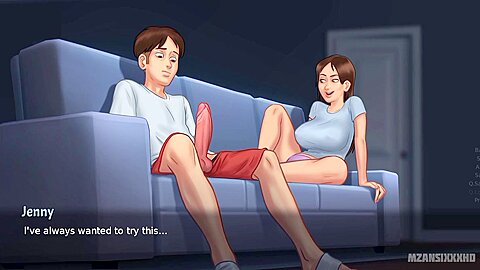 Jenny Gives Her Boyfriend A Foot Job Live On A Cam Show (summertime Saga Gameplay) - Car Toon