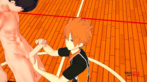Haikyuu Yaoi - Kageyama Lets Hinata Jerk Him Off And Then Fucks Him On The Court - Car Toon