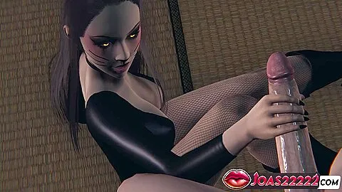 Cat Black, Black Cat And Car Toon - Halloween 3d Hentai Alluring Cosplay Girl, Handjob, Sloppy Blowjob, And Deepthroat Cumshot