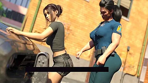 Shemale Police Office Grinding Her Cock Against Ashe Ass