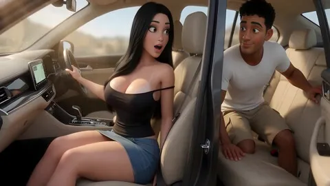 Sexy Brunette Teases Snack Vendor In Car With Big Tits And Tan Lines - Hot Exhibitionist (ai Generated)